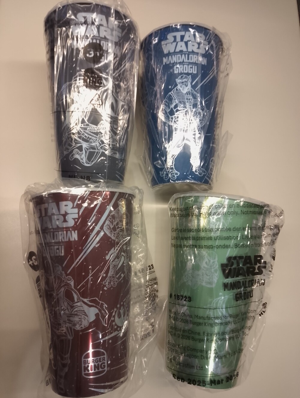 Burger King 2026 Star Wars The Mandalorian And Grogu Plastic Cups - Complete Set